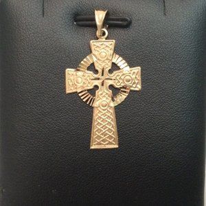 14k Solid Yellow real Gold Celtic Cross  2.20 Grams Religious Charm 1 1/2 Inches